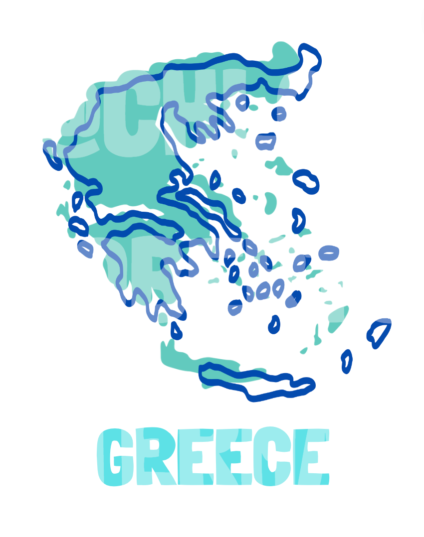 GREEK ISLANDS COVER AND MAP TEMPLATE